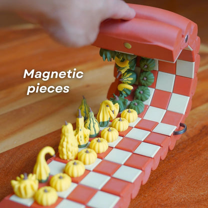 Pumpkin Game Set: Magnetic Chess Checkers, Dice Tower, Cribbage, Card Holder, Forgecore Gourd Games, Gourd Gambit Pumpkin Chess Expansion Pack, 3D Printing Portable Adult Pumpkins Board Game Set(#2)