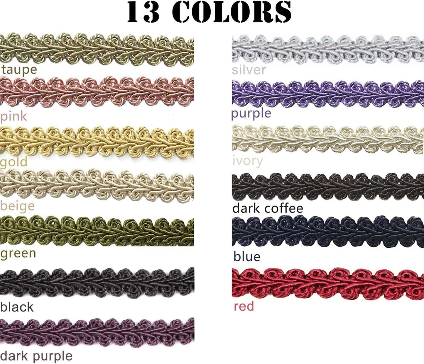 BEL AVENIR Braid Trim 1/2 inch 13.6 Yards French Gimp Basic Sewing Polyester DIY Crafts Costume Home Decorative (Dark Purple) - Crafty Corner