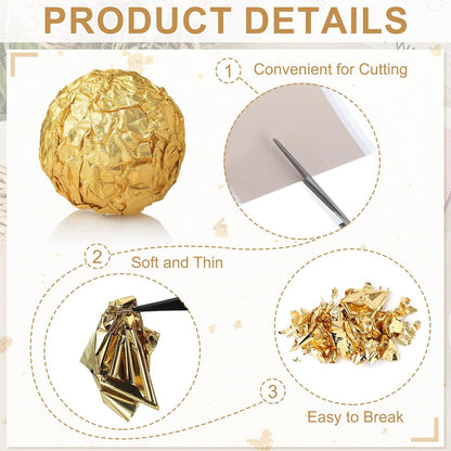PATIKIL Gold Leaf Sheets for Art 3.7" x 3.4", 100 Pcs Gold Foil Sheet Metallic Leaf Papers for DIY Crafts Resin Furniture Nails Paintings Home Decoration, Rose