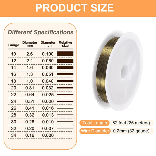HARFINGTON 82ft Jewelry Wire, 32 Gauge (0.2mm) Brass Craft Soft Metal Tarnish Resistant Copper Beading Wire for Jewelry Making Supplies Crafting, Ancient Blue