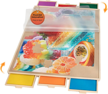 Join&Joy 2000 Piece Puzzle Board Pro, with 6 Drawers & Cover, 40" x 29", Sort-Wise Colorful Felt Drawers, Wooden Jigsaw Puzzle Board, Birthday Gifts for Mom