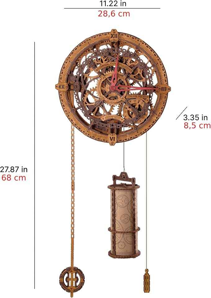 WOODEN.CITY Steampunk 3D Puzzle Clock – DIY Mechanical Wall Clock Kit for Adults – Unique Engineering Gift and Vintage Décor - 3D Wooden Puzzles for Adults