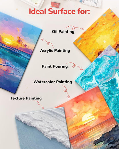 Canvas Boards for Painting 60 Pack, 8x10 Inch Painting Canvas Panels, 100% Cotton White Blank Art Supplies for Acrylics Oil Watercolor Tempera Paints