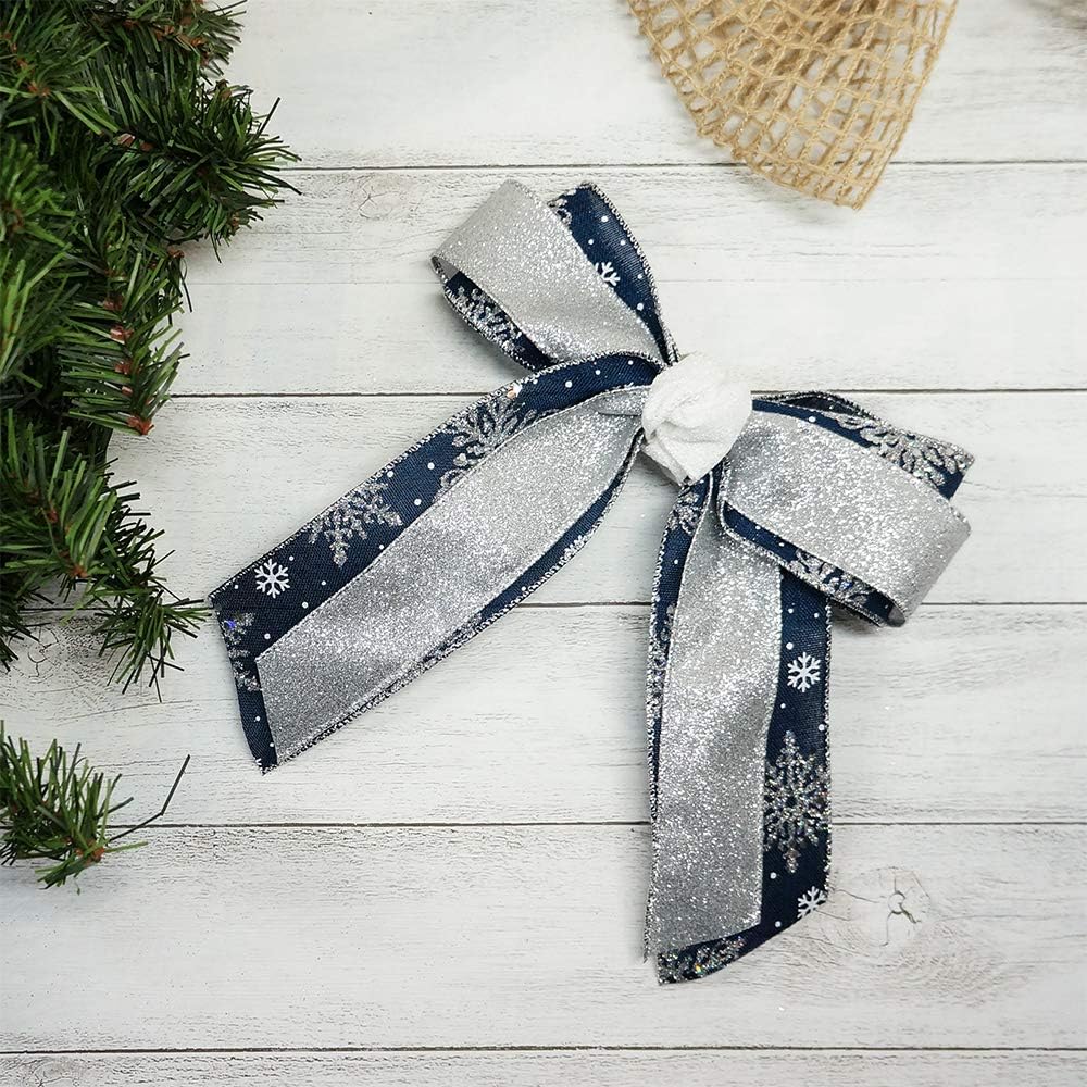 CT CRAFT LLC Glitter Wired Ribbon 1.5" x 10 Yards Silver for Christmas Home Decor Bow Gift Wrapping DIY Crafts Wreath - Crafty Corner