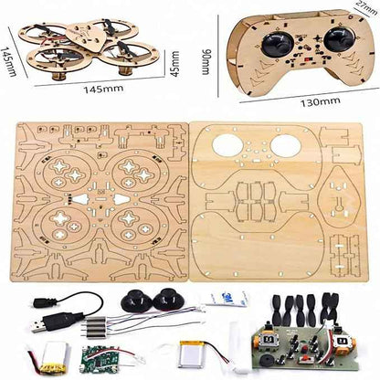 Upgraded DIY Wooden Building Blocks Flying,Wooden Drone Model Kit,Remote Control Aircraft Training,Creative Aircraft(1PC)