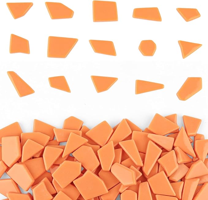 Youway Style Orange Glass Mosaic Tiles for Crafts Bulk,200g Broken Glass Pieces for DIY Fall Mosaic Art Decor,Garden Mosaic Supplies