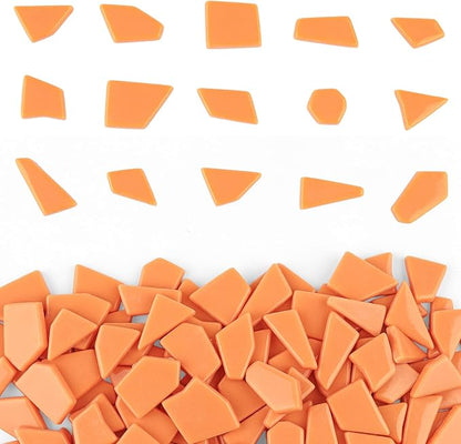 Youway Style Orange Glass Mosaic Tiles for Crafts Bulk,200g Broken Glass Pieces for DIY Fall Mosaic Art Decor,Garden Mosaic Supplies