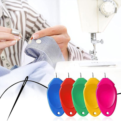 TOOVREN 12PCS Needle Threader for Hand Sewing Plastic Wire Hook Simple Threader for Needles Small Eye Easy Needle Threaders Tool for Sewing Machine Crafting Color Random