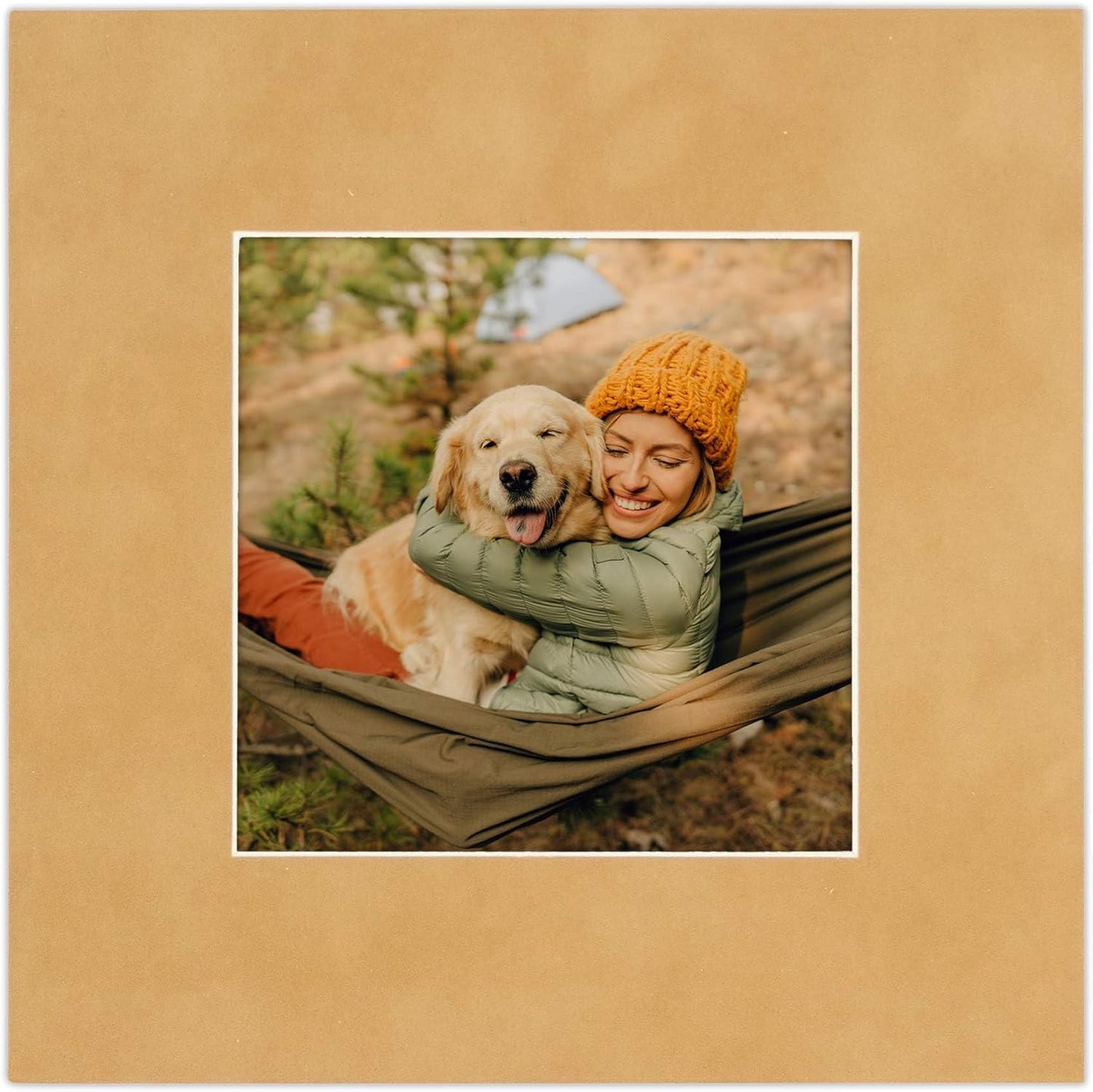 11x14 Mat Bevel Cut for 8.5x11 Photos - Acid Free Beige Suede Precut Matboard With Backing Board and Crystal Clear, Self Seal Photo Mat Bag - For Pictures, Photos, Framing - 4-ply Thickness