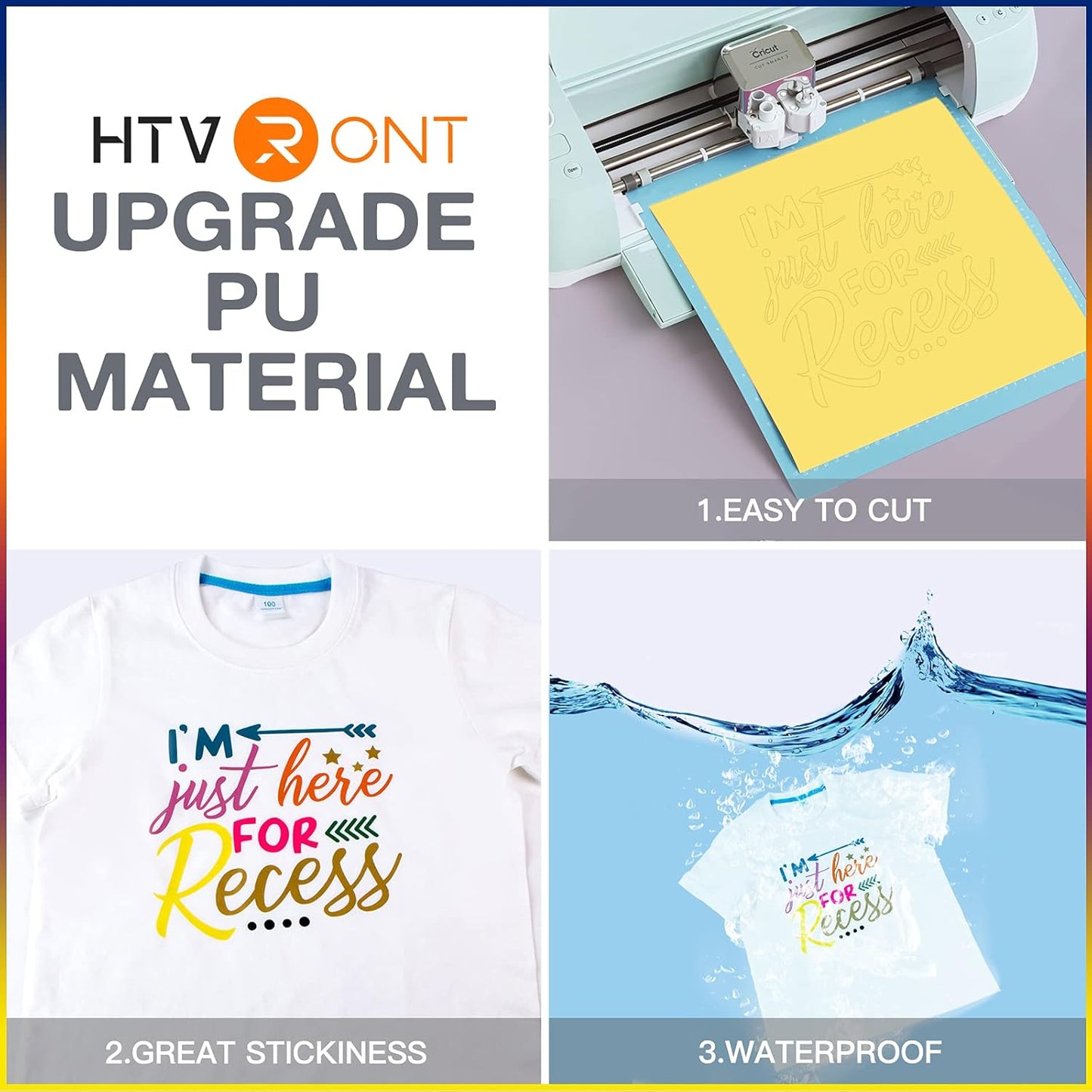 HTVRONT White & Black Heat Transfer Vinyl Bundle: 36 Pack 12" x 10" Iron on Vinyl for T-Shirt, Compatible with Cricut Cutting Machine, Silhouette Cameo or Heat Press Machine