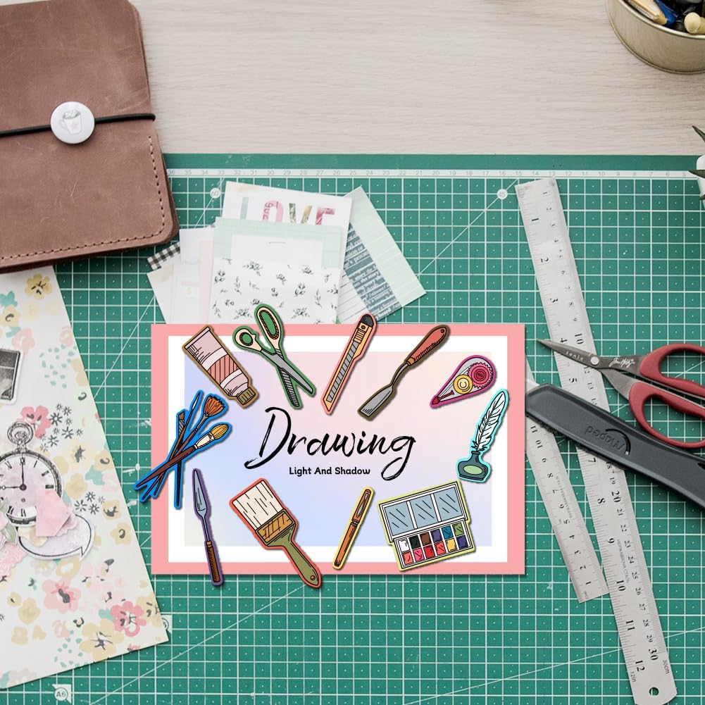 Painting Tools Clear Stamp for Scrapbooking Paint Brush Silicone Clear Stamp Pen Spatula Palette Rubber Transparent Seal Stamps for DIY Handbook Card Making Photo Album Journal Decoration - Crafty Corner
