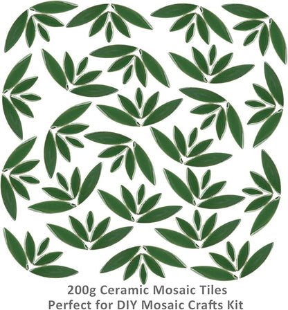 Artspac Petal Ceramic Mosaic Tiles for Crafts, 200g Green Leaf Tiles Mosaic Pieces for Mosaic Craft Supplies,Garden Art Decor