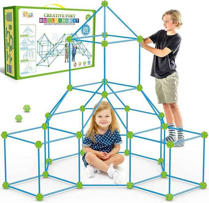 SpringFlower Fort Building Kit for Kids,STEM Construction Toys, Educational Gift for 3 4 5 6 7 8 9 10 11 12 Years Old Boys and Girls,Ultimate Creative Set for Indoor & Outdoors Activity,200 Pcs,Green
