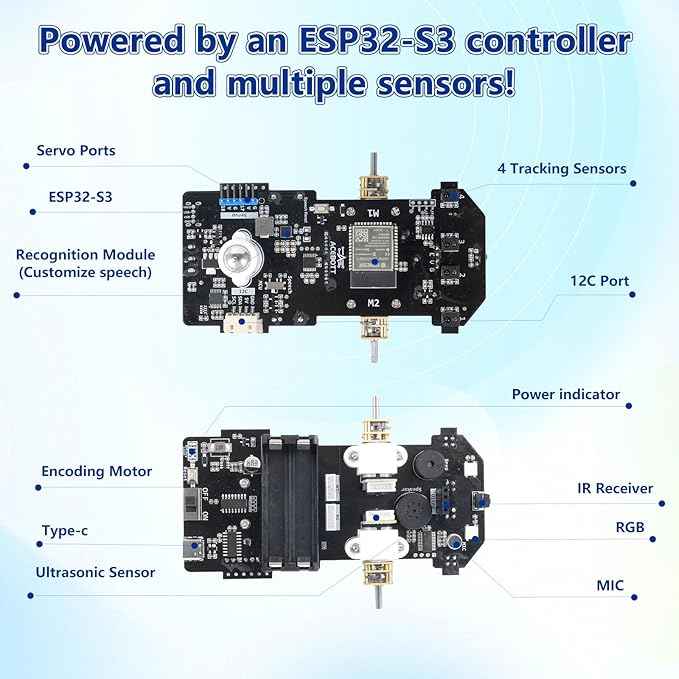 3-in-1 ESP32 IoT Control Smart Factory Kit with 2-in-1 TruckBott Smart Car Kit, Electronics Programming Robotics Kit Compatible with Arduino Scratch, School Home DIY Education STEAM Set for Teens 12+