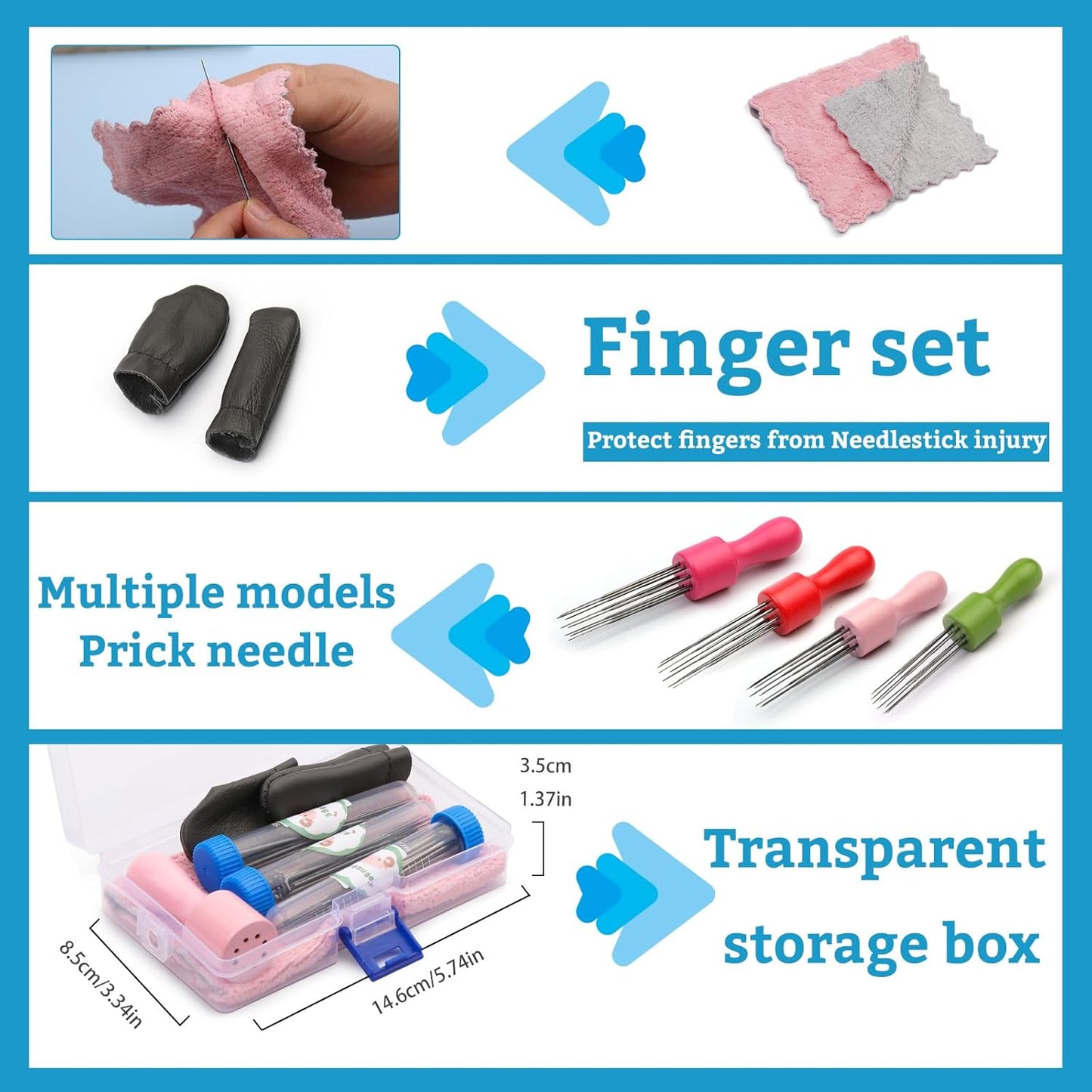 IMZAY 60 Pcs Wool Felting Needles, 3 Sizes Felting Needles with Wooden Handle, Needle Felting Tools, Wool Needle Felting Supplies, Needle Felting Tools, Perfect for DIY Felting Wool Projects