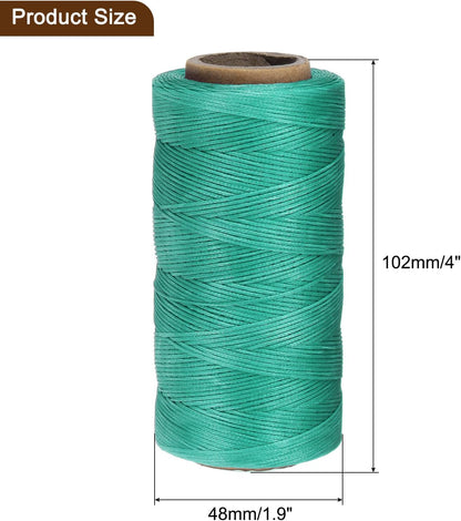 uxcell Leather Sewing Waxed Thread, 284 Yards / 260m 0.8mm 150D Flat Polyester All-Purpose Threads for Leather Crafts, Bookbinding, Turquoise