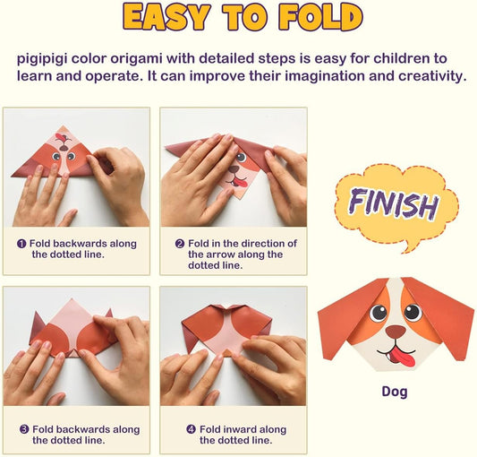 pigipigi Craft Origami Paper for Kids - 208 Sheets Vivid Colorful Folding Papers 54 Patterns Art Projects Kit for 5 6 7 8 9 10 11 12 Years Old Girl Boy Teen Birthday Gift Preschool Educational Toy - Crafty Corner