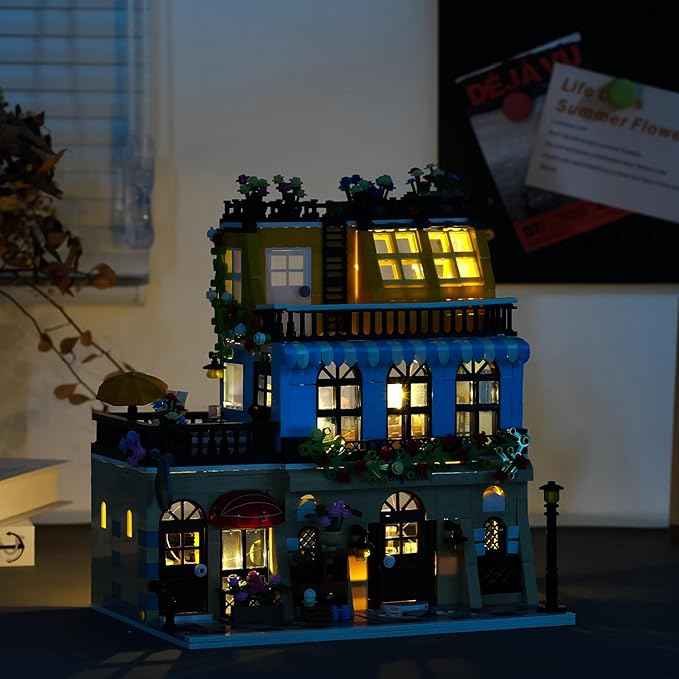 ENJBRICK Flowers City Hotel House Building Kit for Adutls, Creator Building Toy Set with Apartmant and Shops for Girls and Adults 1464 pcs