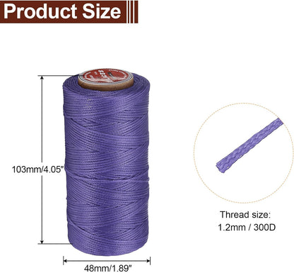 uxcell Flat Leather Sewing Waxed Thread, 140m / 153 Yards Polyester Wax String, 300D Wax Stitching Cord for Leather Crafts, Bookbinding, Bracelets Braided, Light Purple