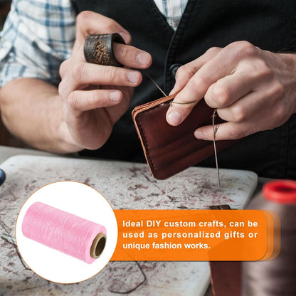 MECCANIXITY Waxed Thread,197 Yard 1mm 210D Flat Wax Thread Polyester Waxed String for Leather Sewing Hand Weaving Book Binding Home Decoration,Pink