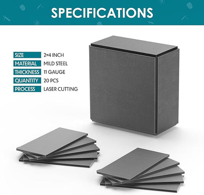 bestarc Welding Coupons, 2×4" Mild Steel Welding Kit, 11 Gauge Welding Plate DIY Cuboid, Welding Practice for MIG TIG Gas Arc Stick and Wirefeed (20 PCS)