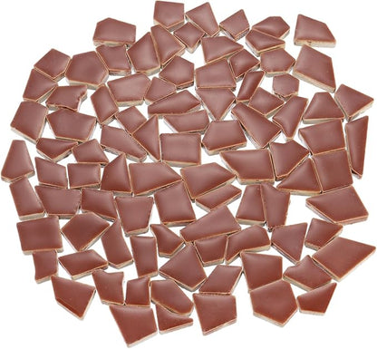 uxcell 500g/1.1LB Irregular Ceramics Mosaic Tiles, 1.3-2 cm Bulk Stained Ceramic Mosaic Pieces Stones Mosaic Kits for DIY Art Craft Projects Home Decor, Brick Color