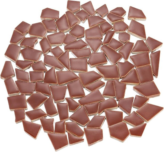 uxcell 500g/1.1LB Irregular Ceramics Mosaic Tiles, 1.3-2 cm Bulk Stained Ceramic Mosaic Pieces Stones Mosaic Kits for DIY Art Craft Projects Home Decor, Brick Color