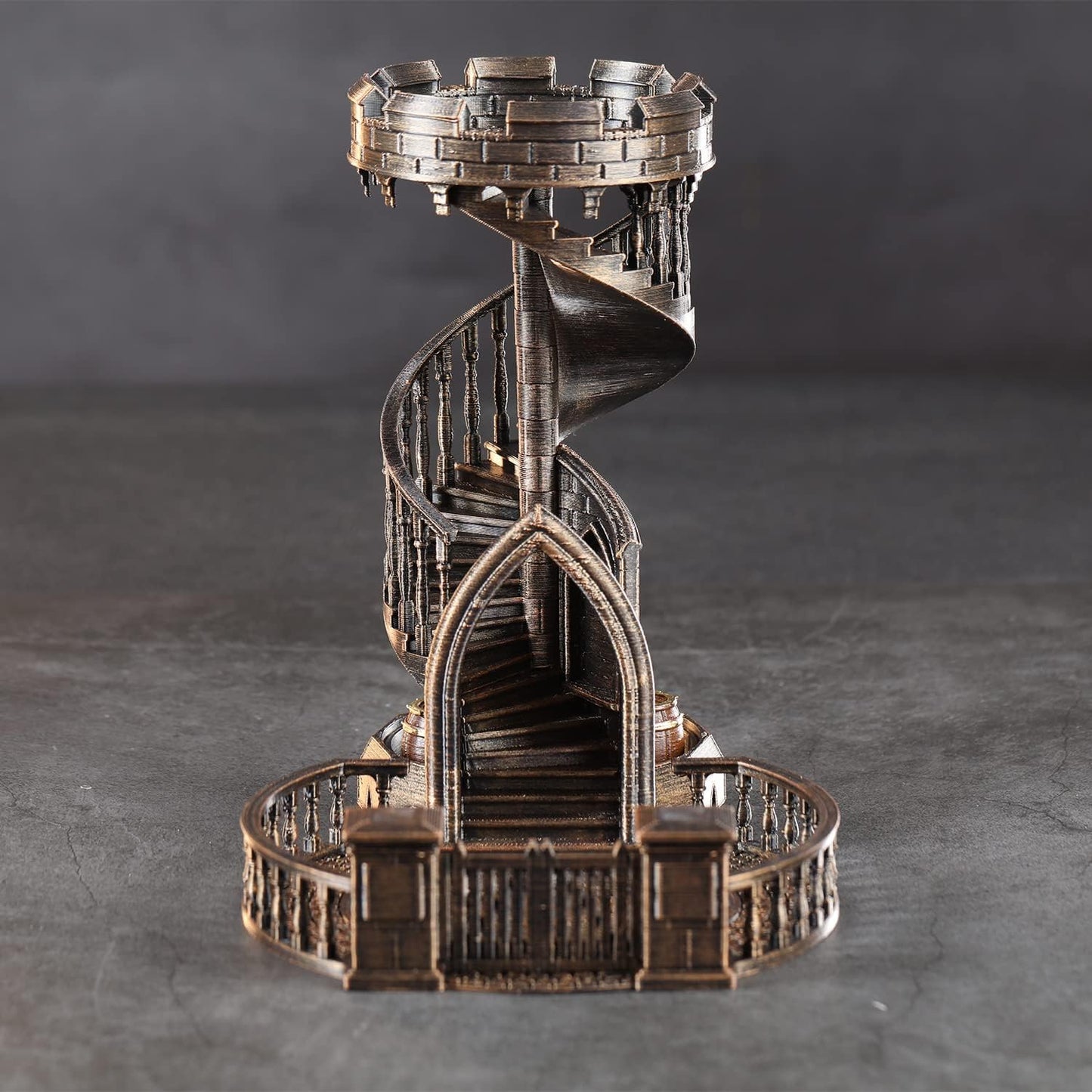 AUSPDICE Dice Rolling Tower and Tray Retro Castle Mold Color for Tabletop Games, D&D and RPG Games (Bronze Color)