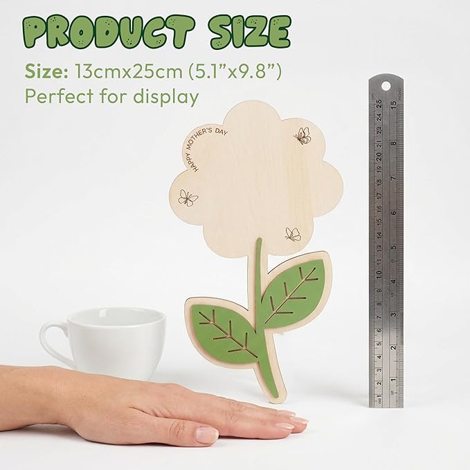 HYPERI DIY Mothers Day Crafts for Kids Handprint Art, Handprints Wooden Rose Flower Bouquet, Mothers Day Gifts for Mom from Kids, for Grandma from Grandkids, Mothers Day Keepsake Craft