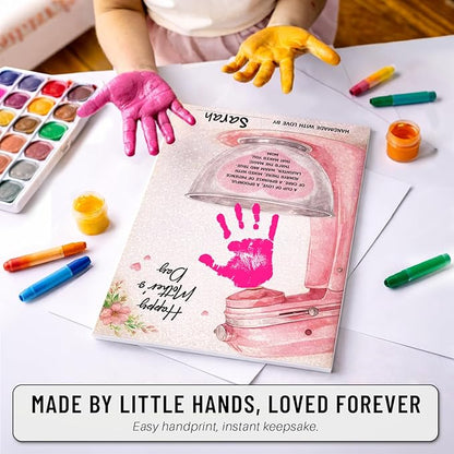 Mothers Day Crafts For Kids, Toddlers - First Mothers Day Gifts For Mom From Kids Arts And Crafts - Hand Frint Craft & Art Activity - DIY Handprint Gifts For Grandparents, Mom From Kid, Son, Daughter