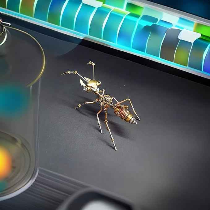 3D Steampunk Metal Insect Bug Mechanical Sculpture Insect Puzzle Ant Model Engineering Puzzle DIY Projects for Birthday Present,Funny (Ant)