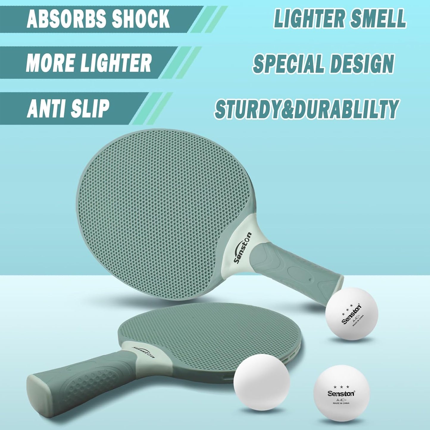 Senston Table Tennis Rackets Set,Professional Ping Pong Paddle Set for 4 Players, Composite Rubber Table Tennis Paddles, Indoor or Outdoor Games.