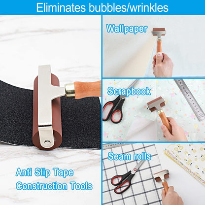 Soft Rubber Roller, Brayer Ideal for Anti Skid Tape Construction Tools, Print, Ink and Stamping Tools(6-Inch, Brown)