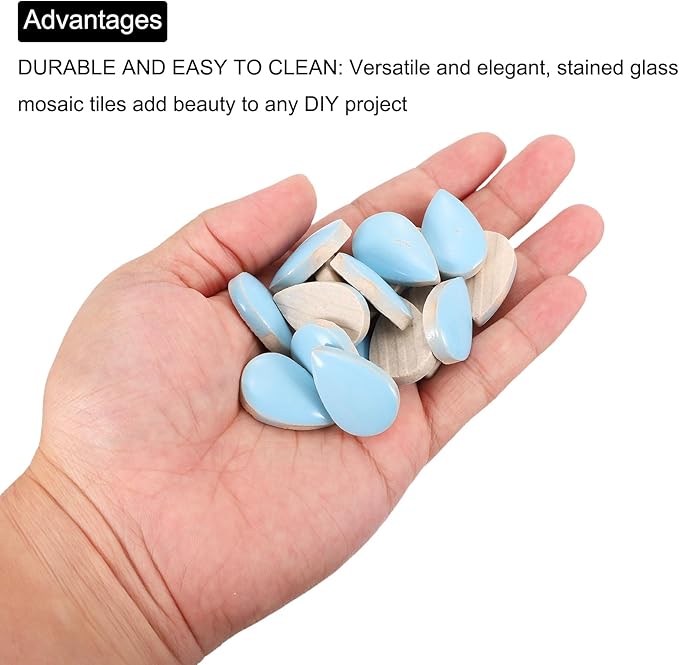 MECCANIXITY 200g Ceramic Mosaic Tiles for Crafts Bulk, Raindrop Light Blue Ceramic Tiles for Mosaic Kits Garden Stepping Stone Cup Mat