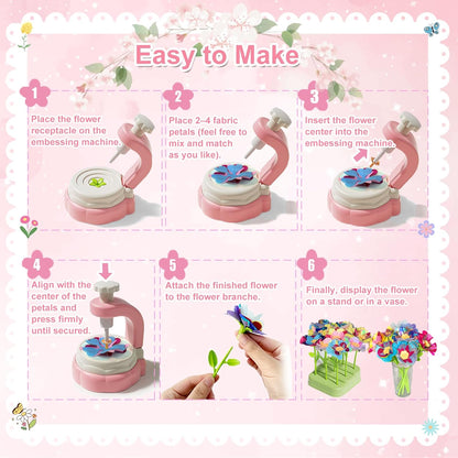 Xuoent Fabric Flower Bouquets Toys, Kids Craft Kits Ages 4-12, DIY Flower Making Kit, Creative Arts and Crafts for Kids, 4 5 6 7 8 Year Old Girl Birthday Gift