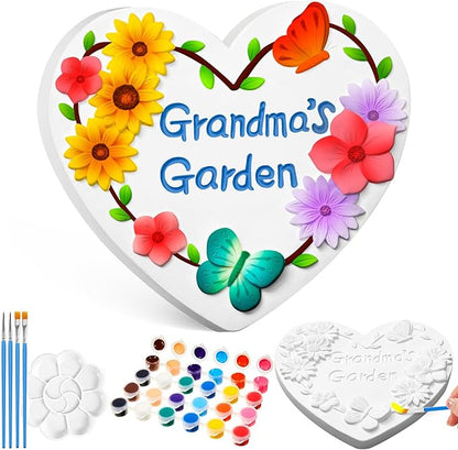 Juexica DIY 9.5 Inch Grandma's Garden Stepping Stone, Woman Gifts for Mom, Paint You Own Garden Stepping Stones, Woman Gifts for Christmas, Stepping Stones for Kids(Garden,10.4 Inch)
