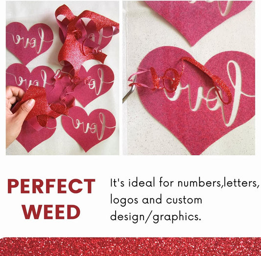 Red Glitter HTV Heat Transfer Vinyl Bundle 8 sheets-12 x12 Iron on Vinyl for T Shirts Hats Clothing Compatible with Cricut Cameo Heat Press Machine