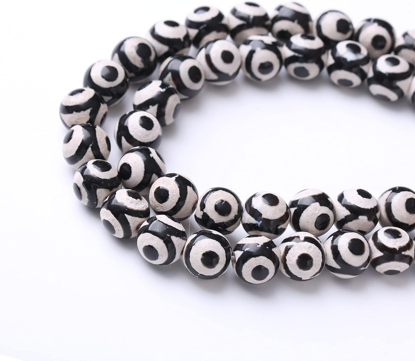 45PCS 8MM Natural Tibetan Stone Beads Round Loose Stone Beads for Jewelry Making DIY Energy Stone Healing Power Bracelet 15"