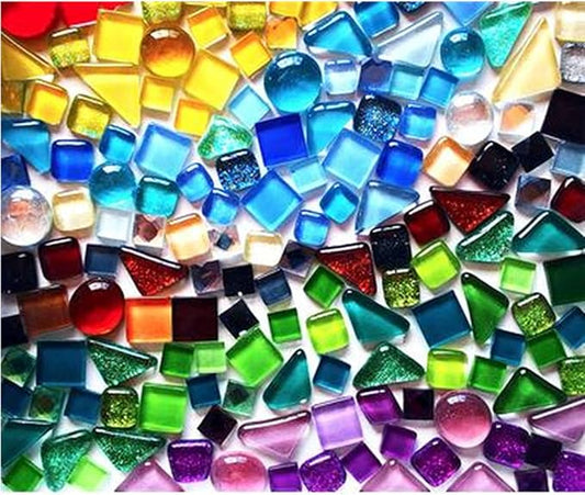 BTMIEY 500g Glue Down Irregular Tiny Mosaic Tile Hobbies Children Handmade Crystal Craft for Bathroom Kitchen Home Decoration DIY Art Projects,0.4X0.4 Inch(Mixed Color Series)