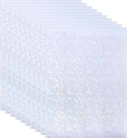PATIKIL 11.7x8.3 Holographic Sticker Paper, 10Sheets A4 Polypropylene Self-Adhesive Transparent Waterproof Laminate Overlay Film for Photo Cards Scrapbook Decorations, Christmas Ribbon