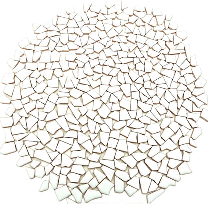1.1LB Irregular Ceramics Mosaic Tiles, Mosaic Pieces Stones for DIY Mosaic Making Craft Hobby Arts Home Wall Decoration (White)