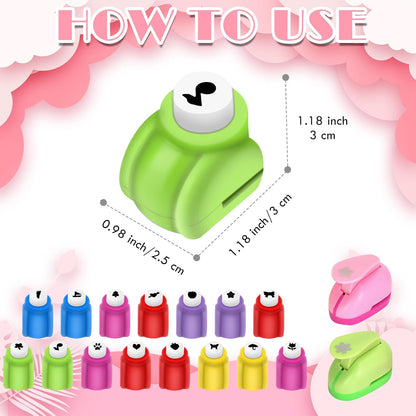 Paper Punches, Punch Craft Set Punches, Hole Punch Shapes Scrapbooking Supplies for Kindergarten Teacher Office Supplies and DIY Arts (Cute 2pcs + Mini 15pcs) - Crafty Corner