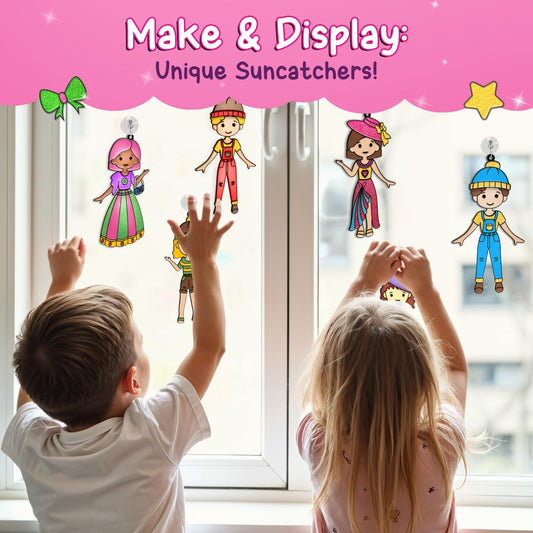 SmartCraft Window Art Fashion Kit with 225 Unique Combinations for Girls 5 to 10 Years Old | Glass Painting Kit | Birthday Gift for 5, 6, 7, 8, 9, 10 | Sun Catcher Art & Craft Activity Kit - Crafty Corner