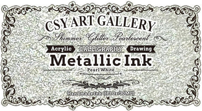 CSY Art Gallery Silver-White Calligraphy Inks for Artist -Acrylic Ink Paints 30ml – Perfect for Canvas, Wood, Ceramic, and DIY Projects (Pearl White)