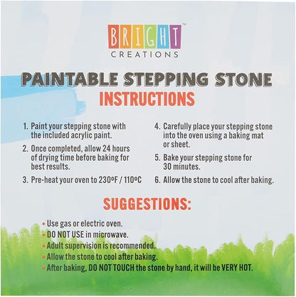 Bright Creations Stepping Stones Outdoor Paint-Your-Own Moon & Stars Kit - 10-Inch, Multicolor, 11-Piece - with Acrylic Paint & Brushes - Garden Stone Craft Kit