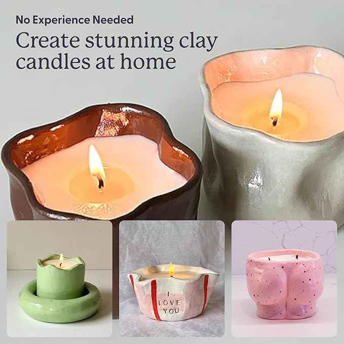Sculpd - The Original Candle Making & Pottery Kit - Complete 2 Person Art Set: Includes Air Dry Clay, Soy Wax, Fragrance & Tools - DIY Arts Crafts Gift for Adults, Teens, Men & Women (Peony Rose)
