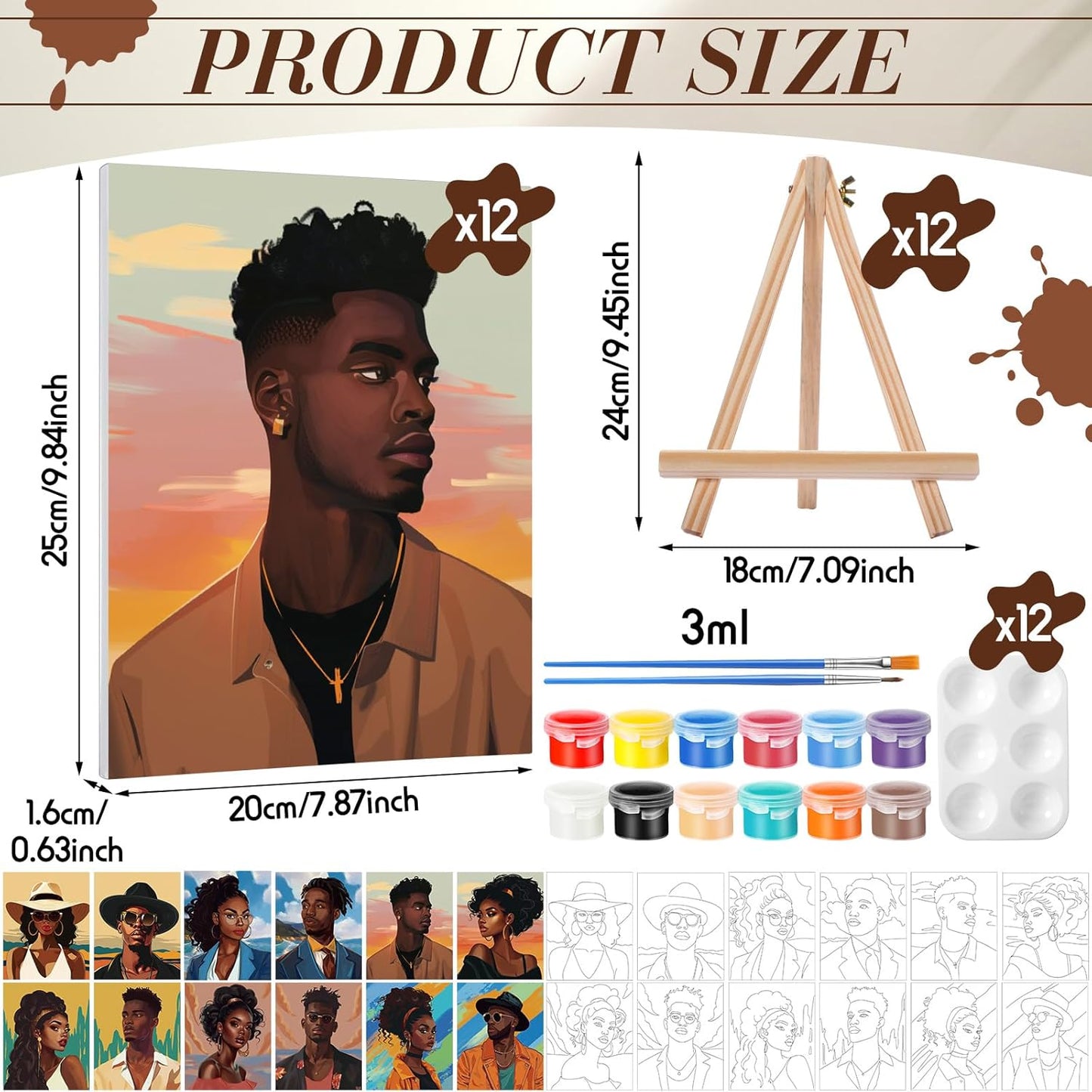Zhanmai 12 Pack Pre Drawn Canvas for Painting Sip and Paint Kit 8" x 10" Paint Party Set Canvas Painting Pre Printed Canvases for Party Favor DIY Virtual Adult's Date Night(Adult Couples) - Crafty Corner