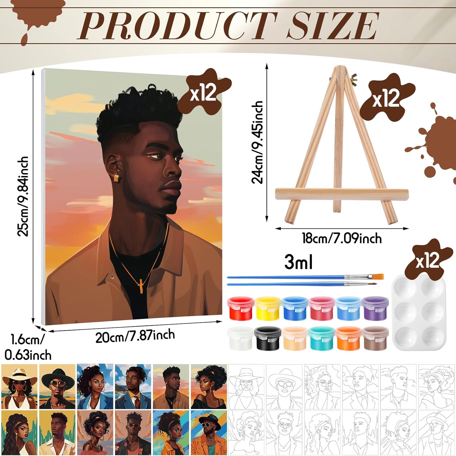 Zhanmai 12 Pack Pre Drawn Canvas for Painting Sip and Paint Kit 8" x 10" Paint Party Set Canvas Painting Pre Printed Canvases for Party Favor DIY Virtual Adult's Date Night(Adult Couples) - Crafty Corner