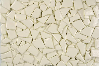 Irregular Glass Mosaic Tiles Bulk 500g Glossy and Iridescent Mosaic Glass Tiles for DIY Projects and Arts and Crafts Solid Colors and Mixes (Glossy Ivory)
