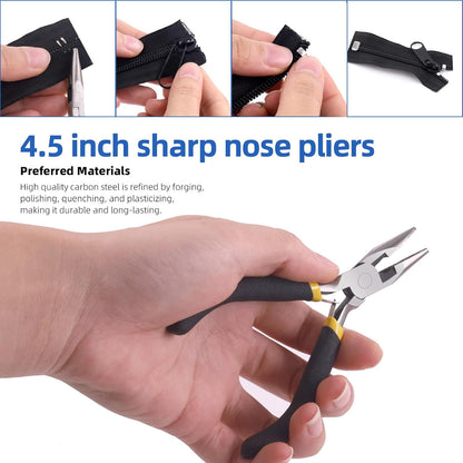 Glarks 85pcs #3#5#8 Zipper Repair Kits Includes 39pcs Metal Zipper 30pcs U Shape Top Stops 15pcs Bottom Stoppers with 1pcs Sharp-Nosed Pliers, Zipper Sliders Zipper Pull Replacement Zip Fixer Part